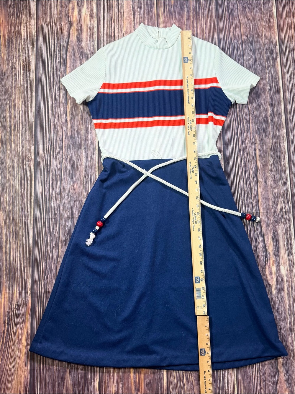 Vintage 70s Toni Todd Color Blocking Mock Neck Short Sleeve A Line Mod Dress M - Picture 7 of 9